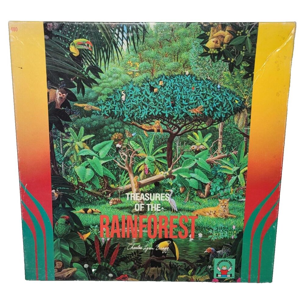 THE TREASURES OF THE RAINFOREST Puzzle 300 Pieces 20” x 27” Discovery Toys 1991
